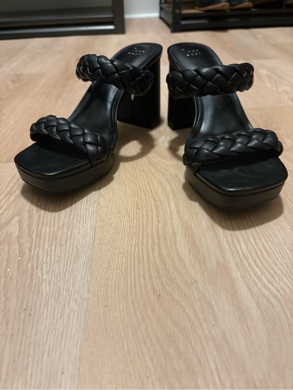 Target Black Braided Double-Strap Platform Heeled Sandals